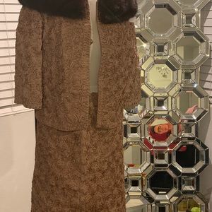 George Brown vintage suit real fur collar